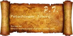Petschinger Tiborc névjegykártya